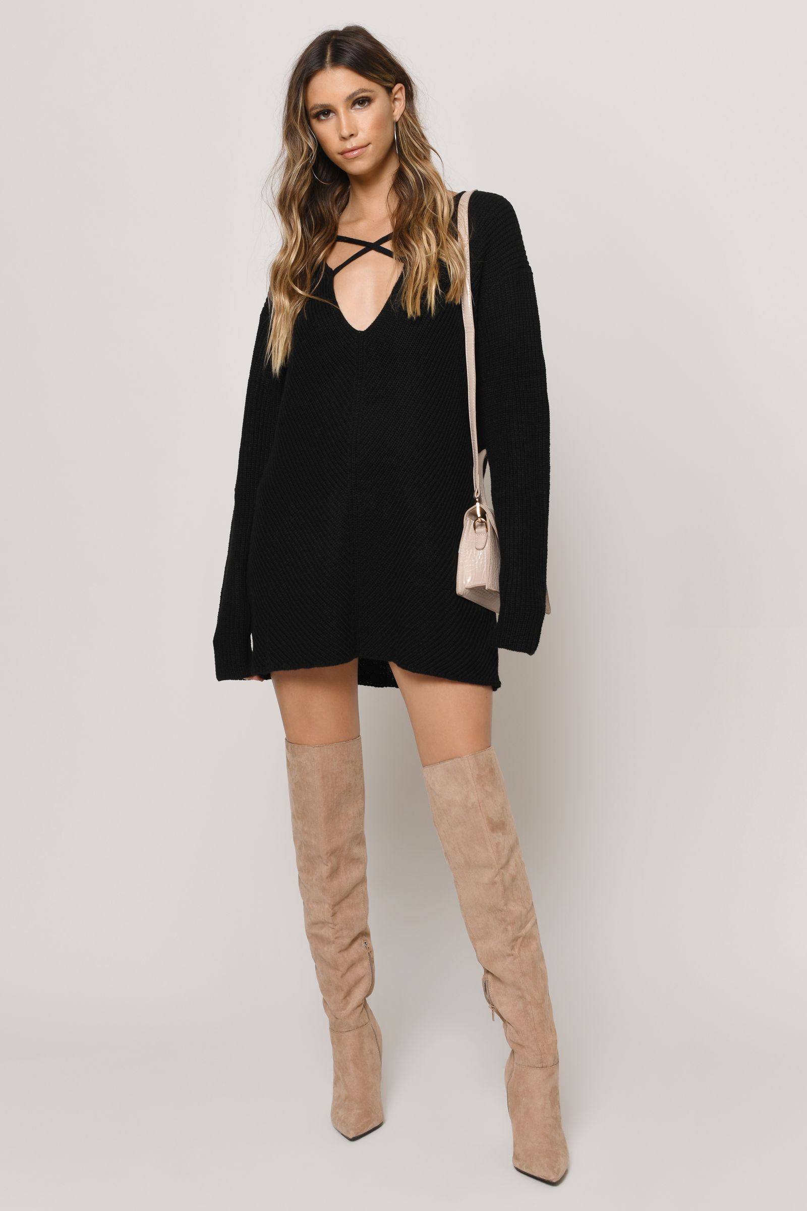HOLDING IT DOWN SWEATER MINI DRESS