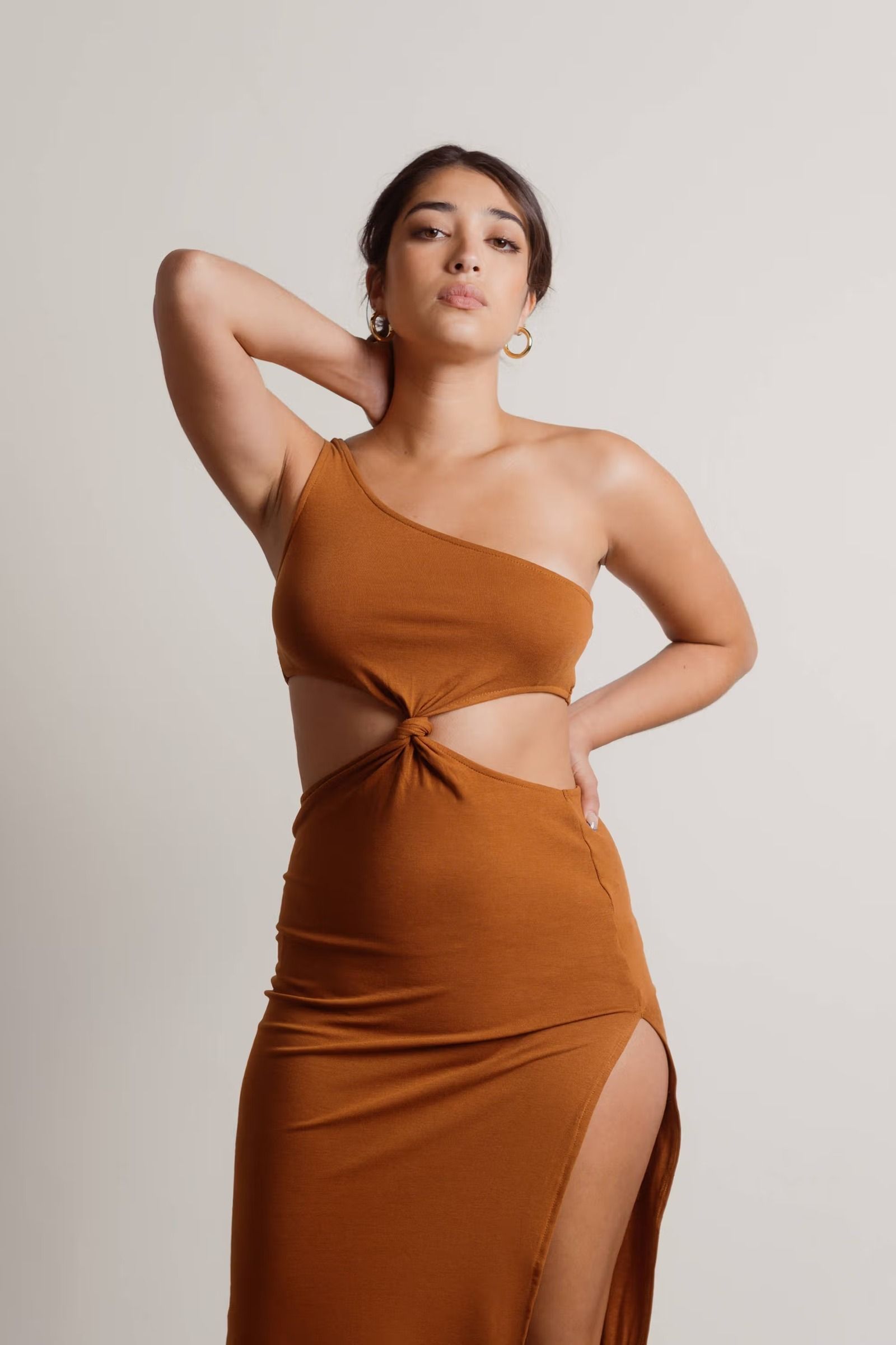 Asymmetric Cutout Midi Dress