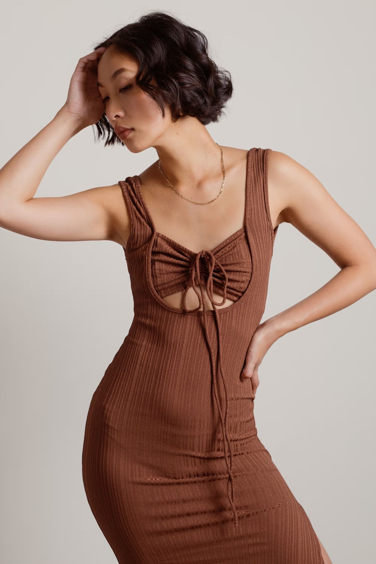 Beige Bodycon Maxi Dress main image 1
