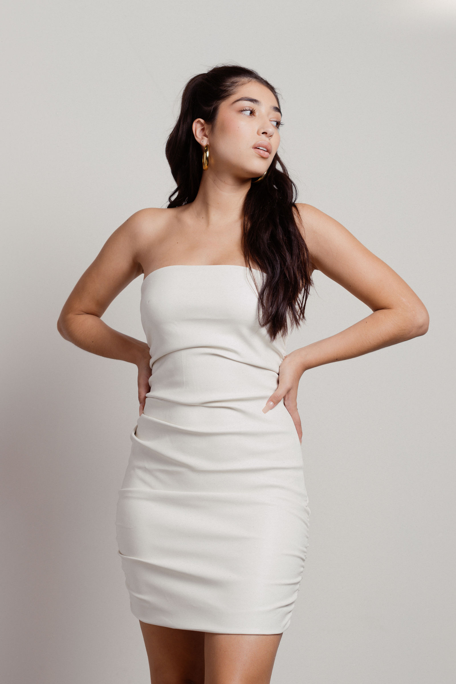 Tubo Dress with Contrast Detail in White