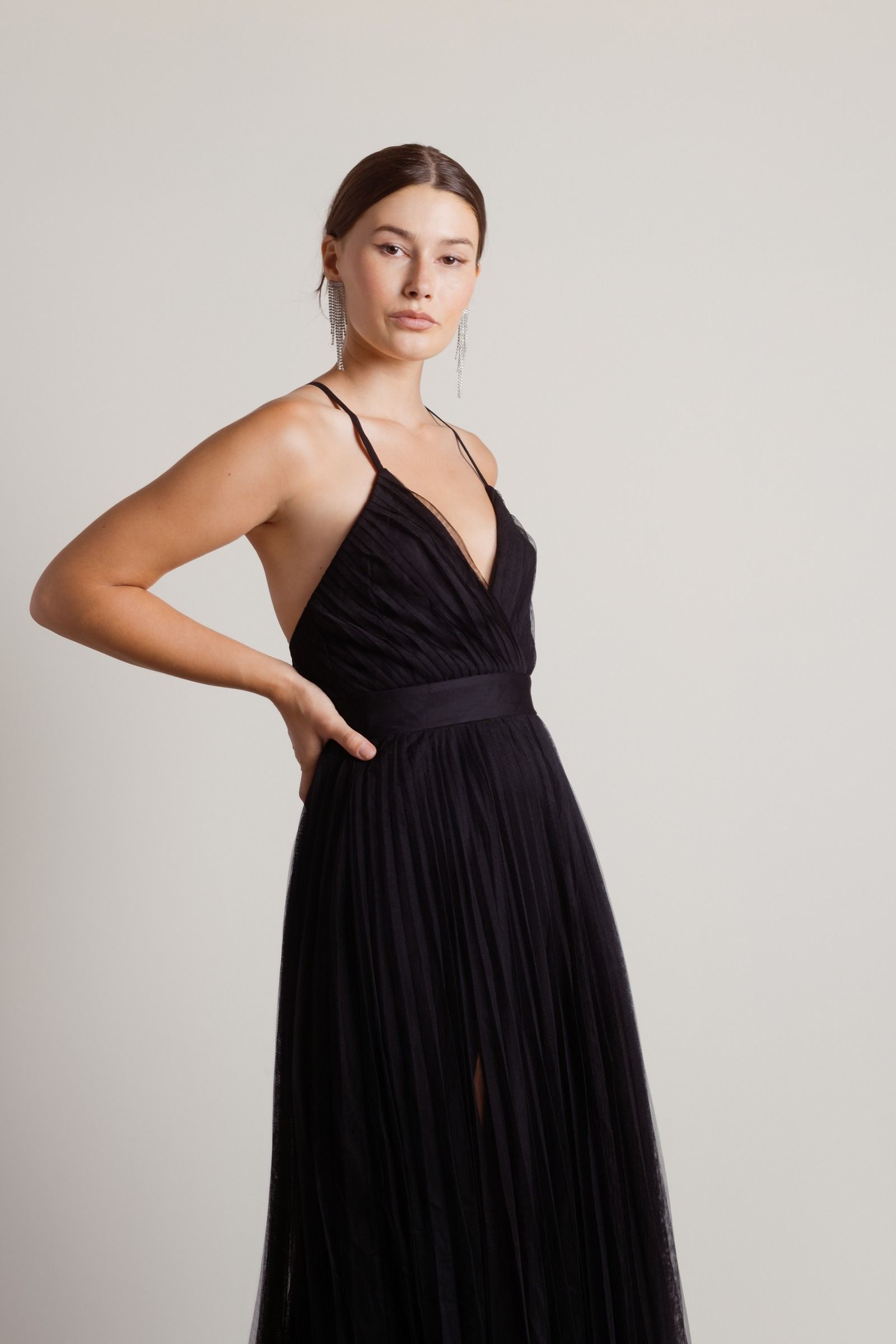 chocolate brown maxi dress Luna Tulle in – Lace & Beads Royal Blue Satin A-line Size:96 inches model-name:cori