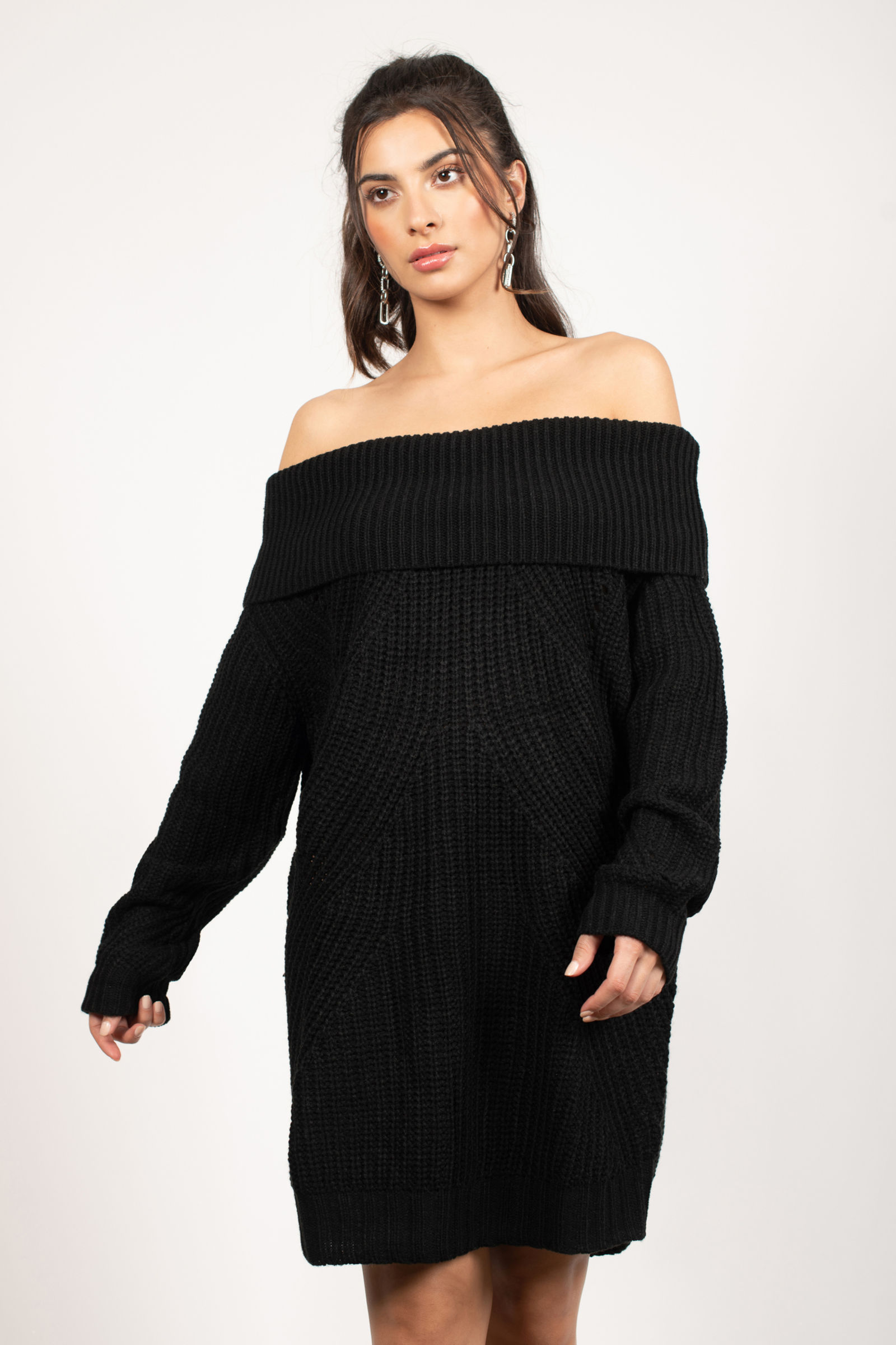 Off The Shoulder Mini Sweater Dress