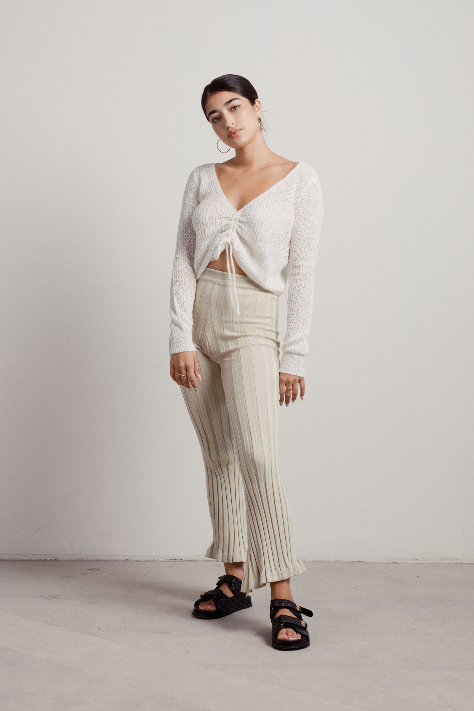 White ruche crop top... L main image 1