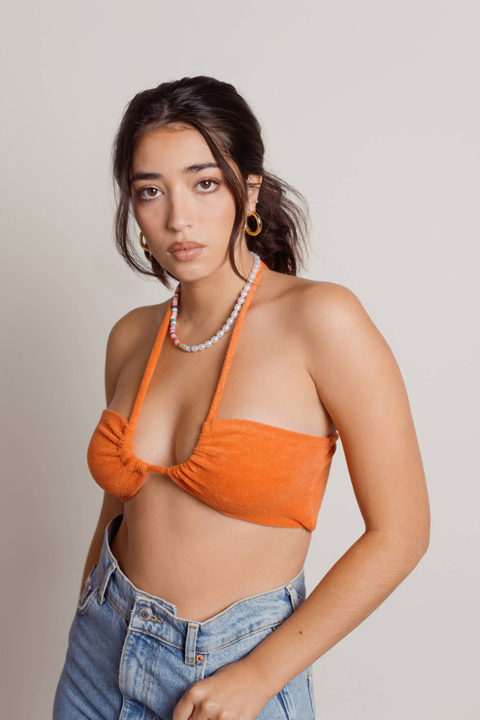 Charlotte Avery Orange Stripe Terry Cloth Top  30a main image 1