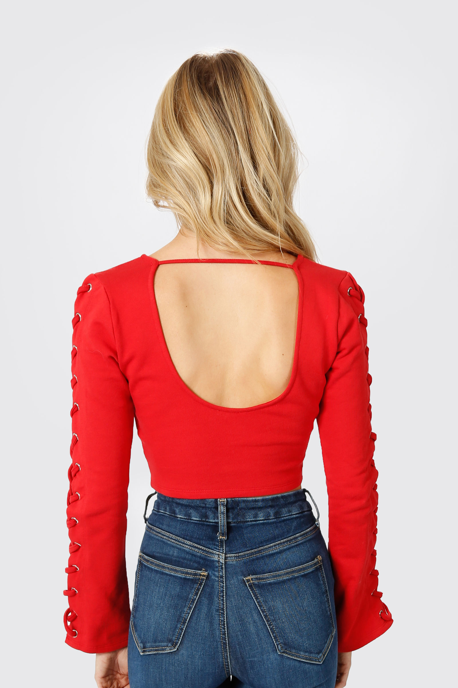Lace up crop top main image 0