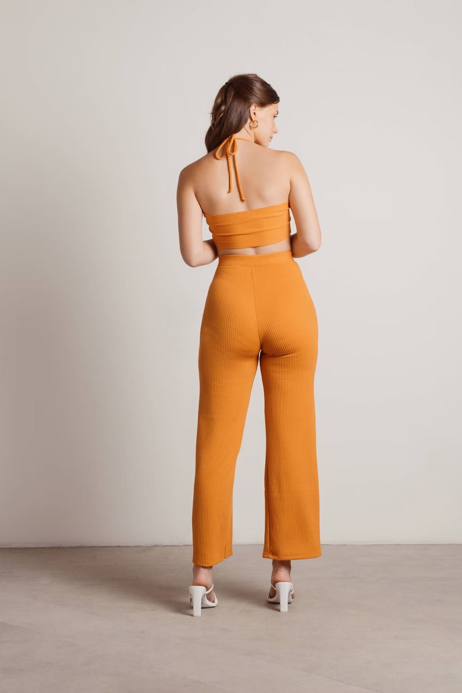 Rust Wrap-Around Crop Top & Pant Co-Ord Set