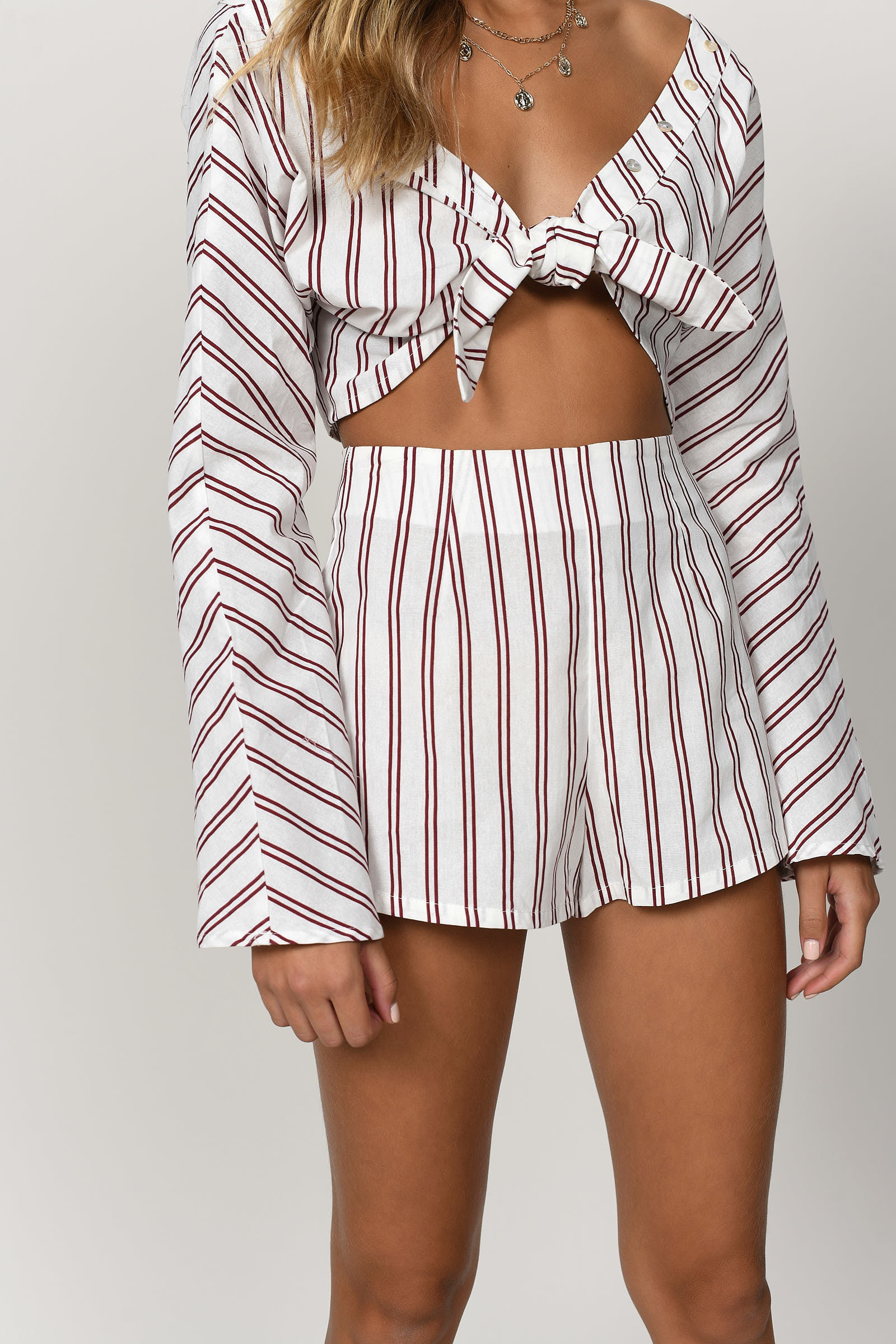 Cassie White Lurex Striped Shorts