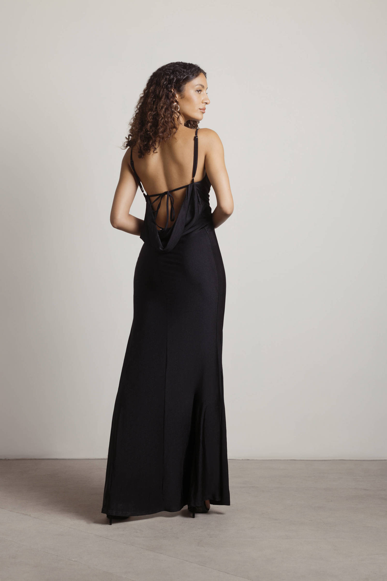 Cowl Neck Ruched Backless Dress With Slit Dusk