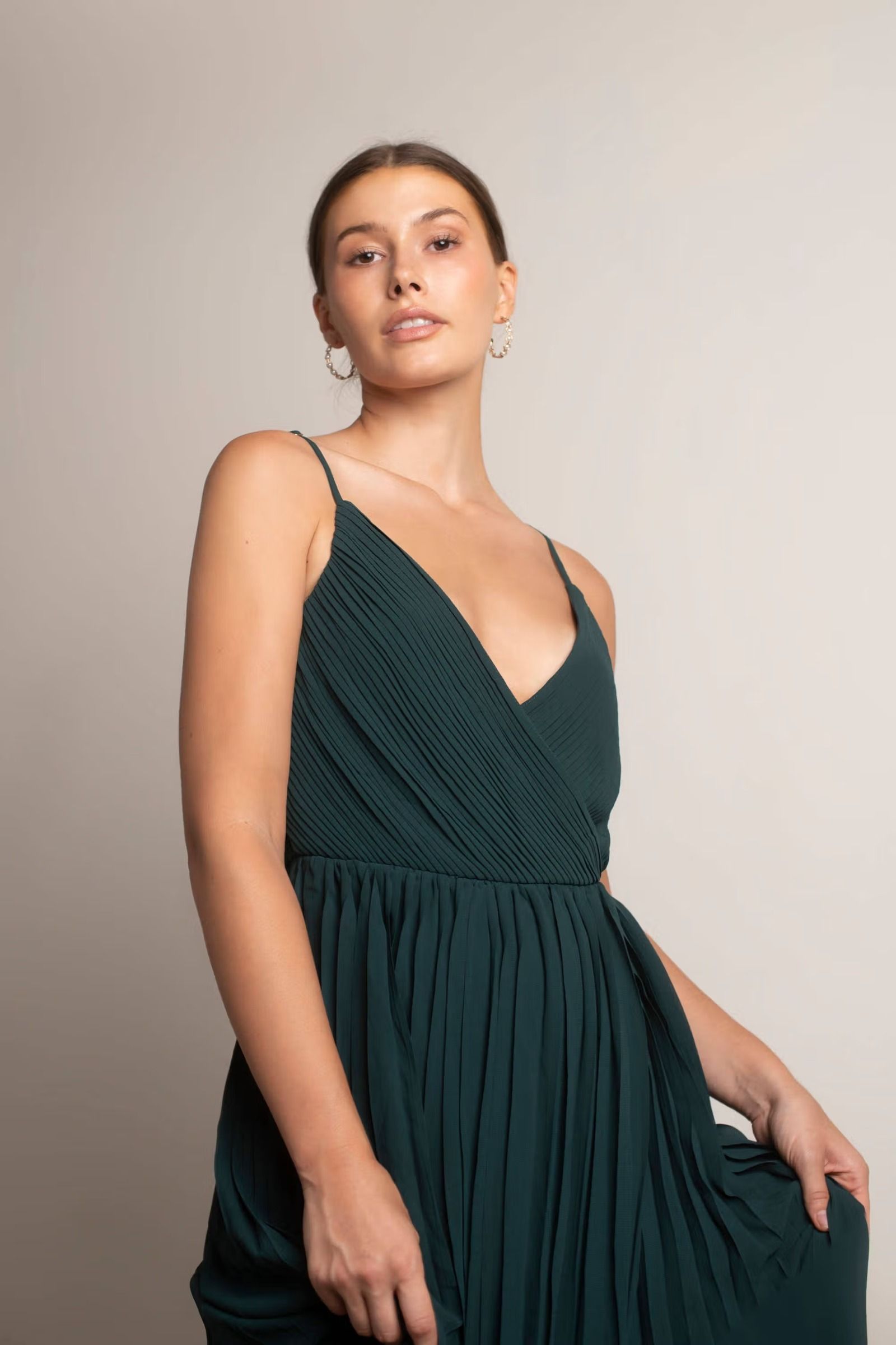 Green Maxi Dress - Surplice Slit Dress - Emerald Wrap Skirt Dress
