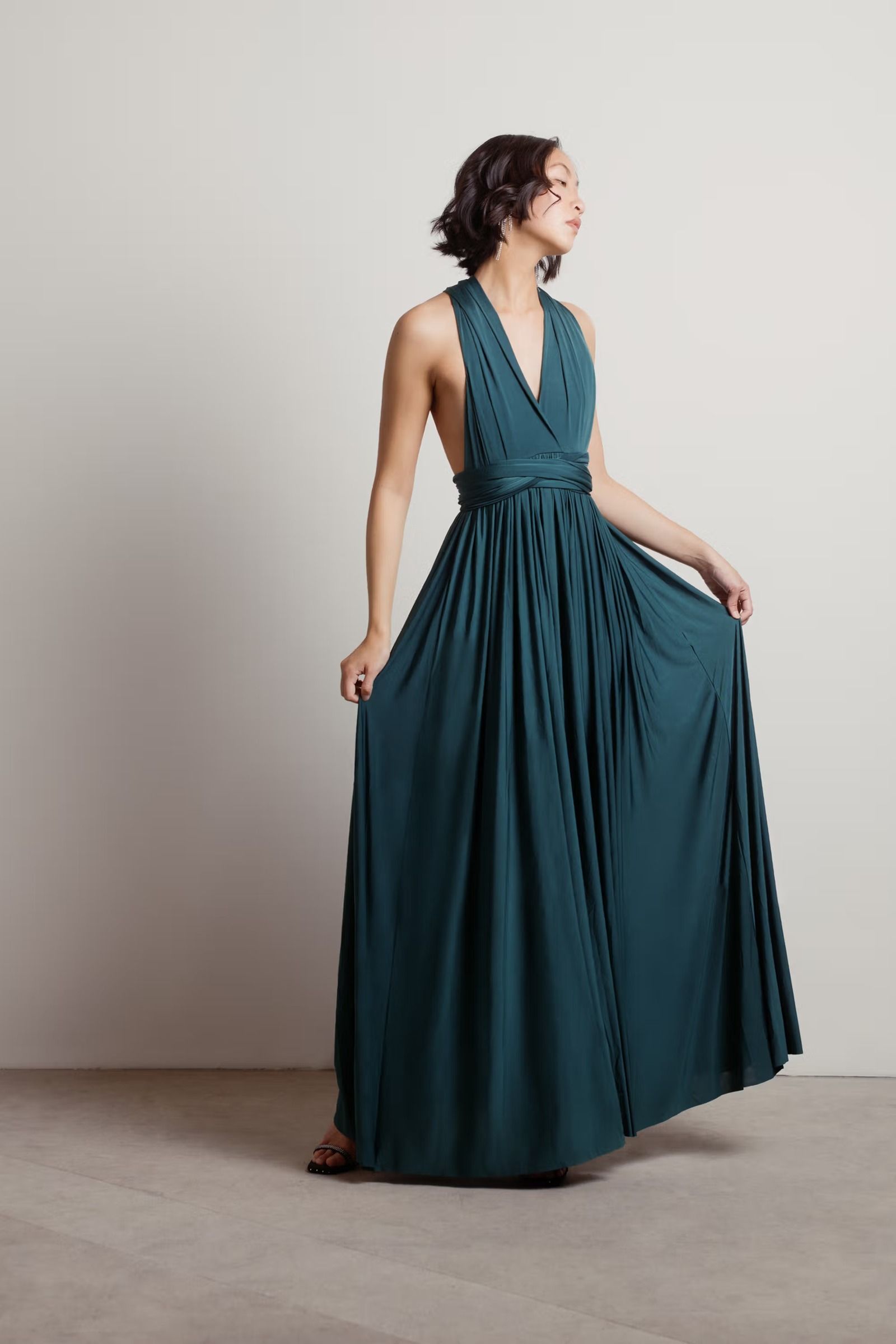 Emerald Multiway Dress Velvet Multiway Infinity Dress In Emerald Green For Sale Emerald Multiway Dress Velvet Multiway Infinity Dress In Emerald Green For Sale