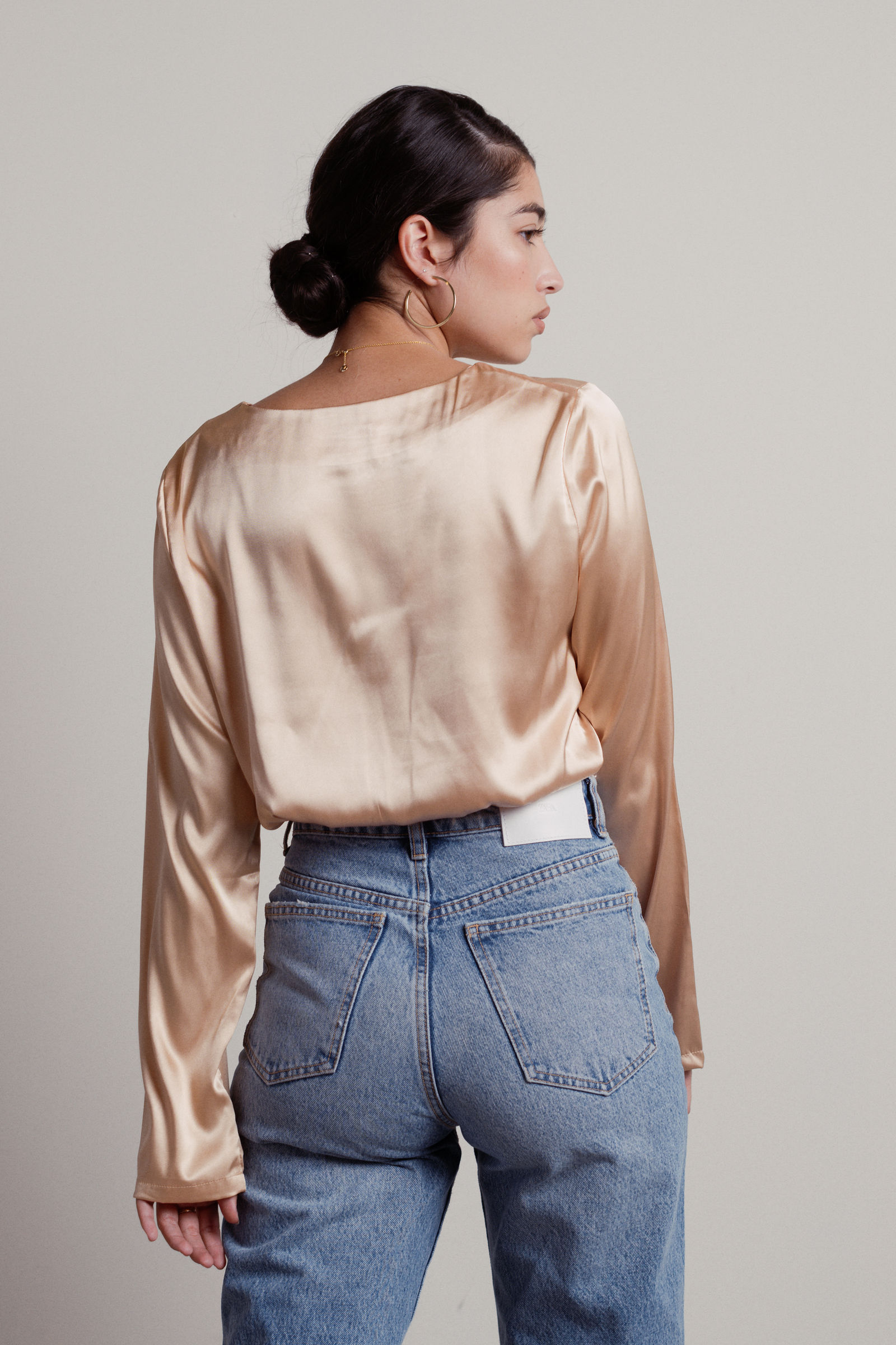 Silky Satin Wrap Crop Top with Tie