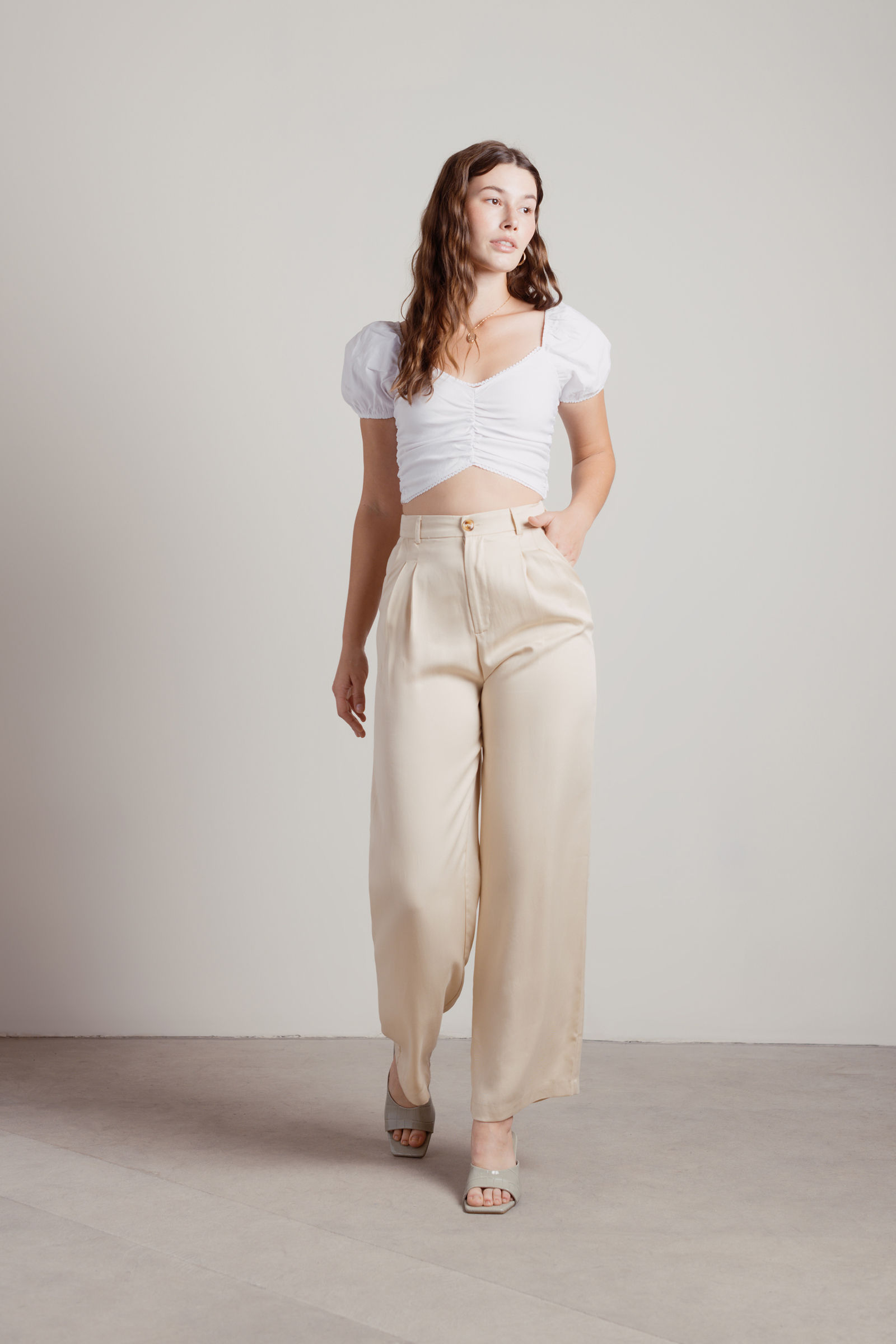 Little Owl Puff Sleeve Crop Top main image 1
