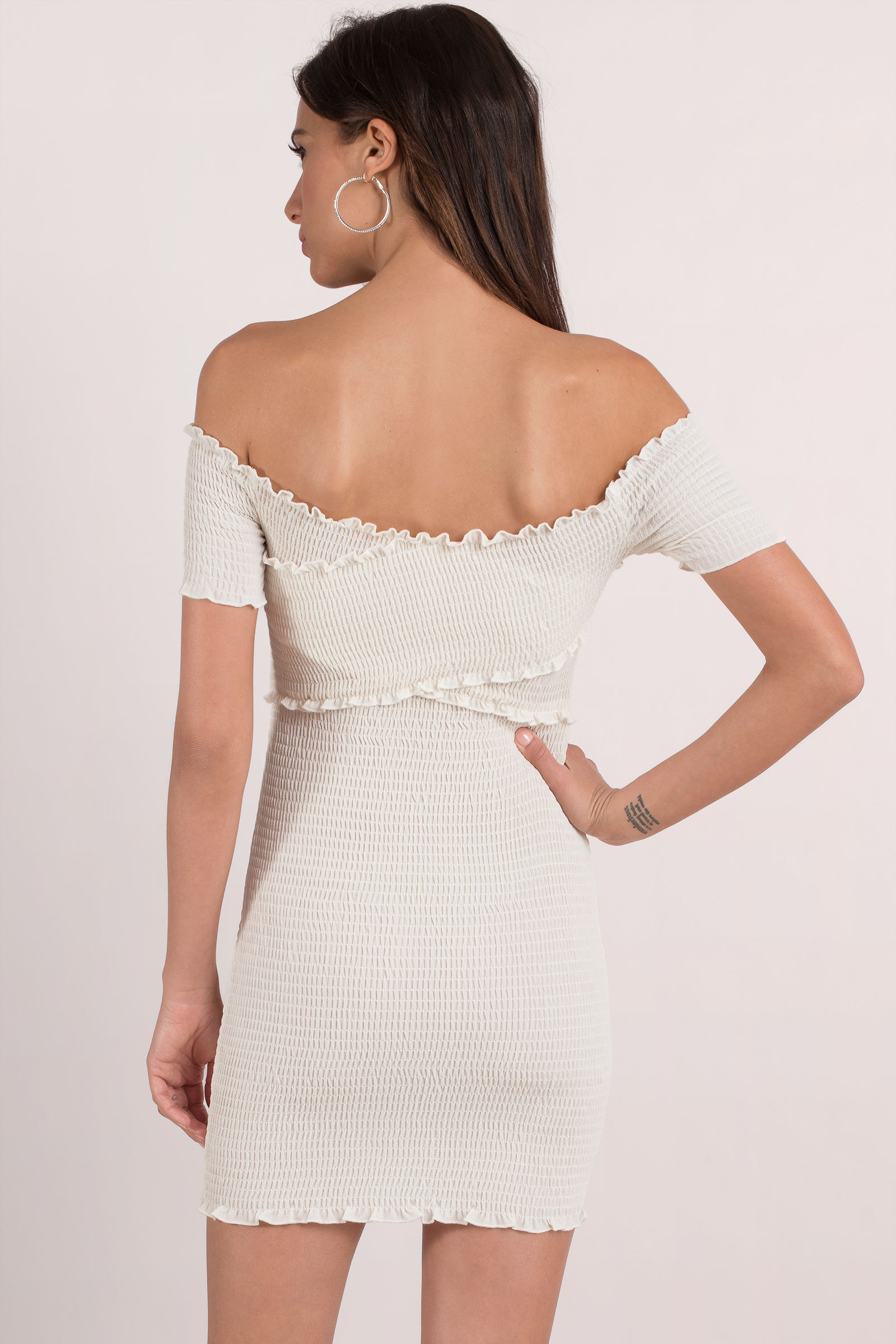 Vienna Off-Shoulder Black & White Bodycon Evening Gown