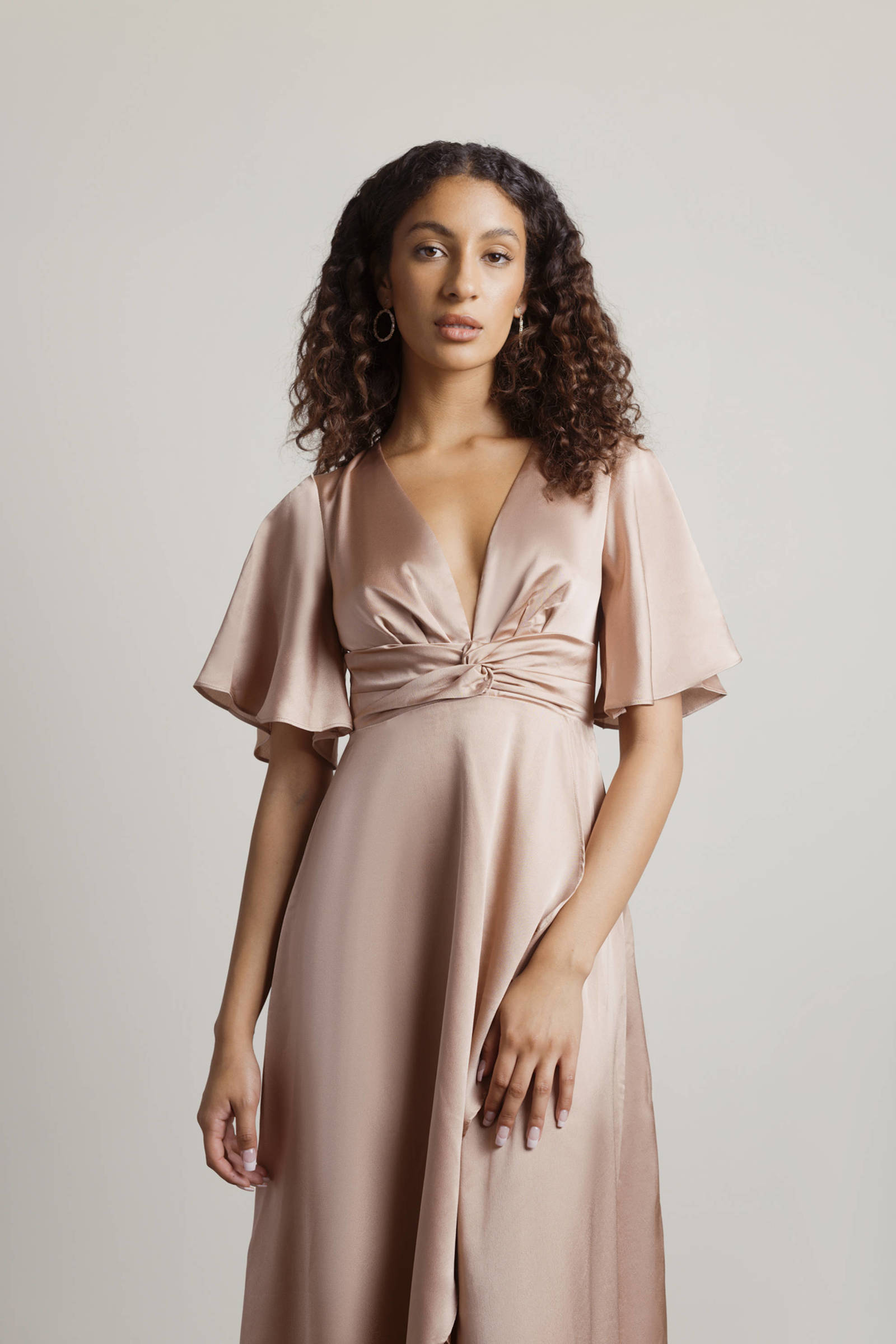 Vivo Lani Wide Satin High Low Dress - Grey Print main image 0