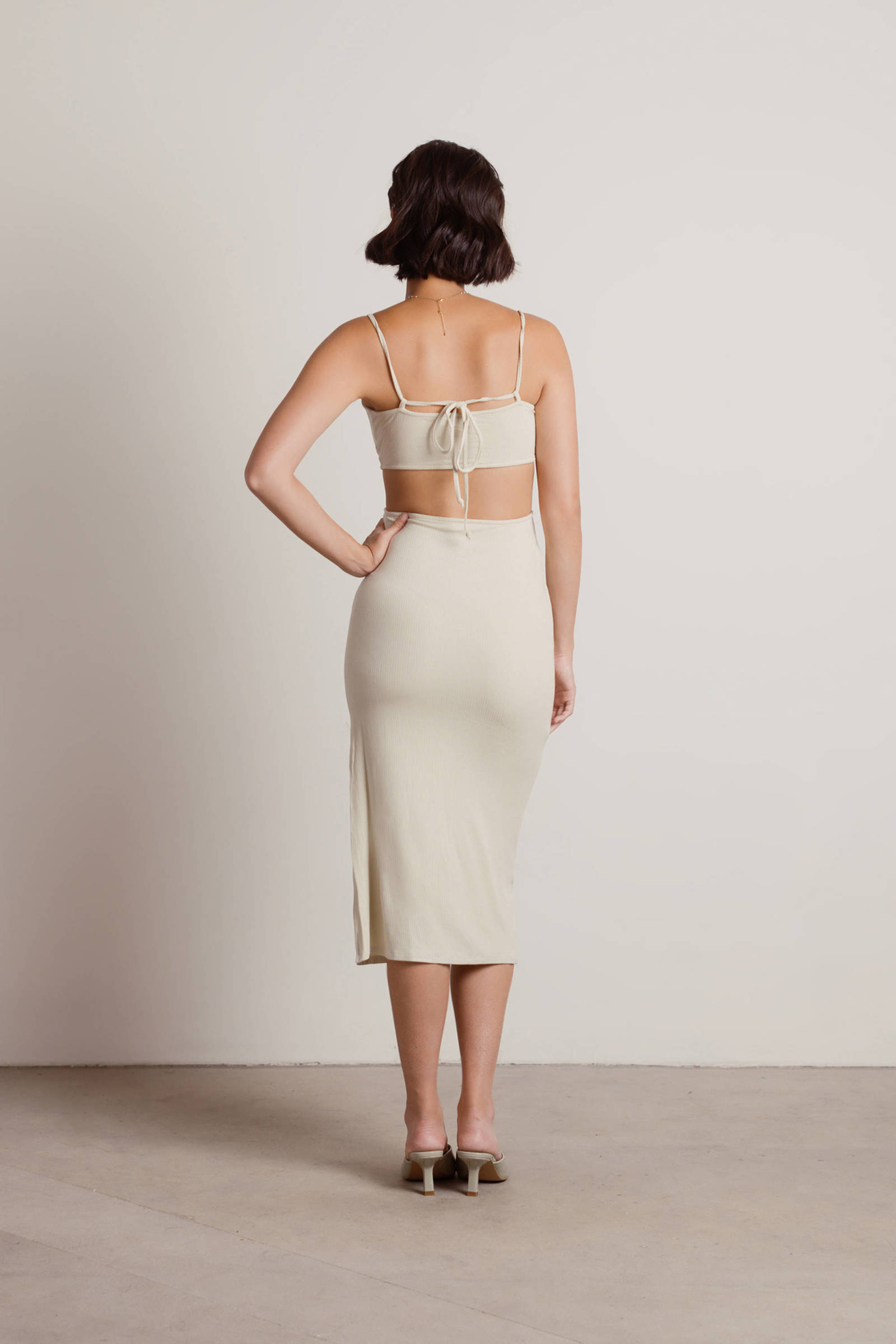 Brown cutout midi dress main image 1