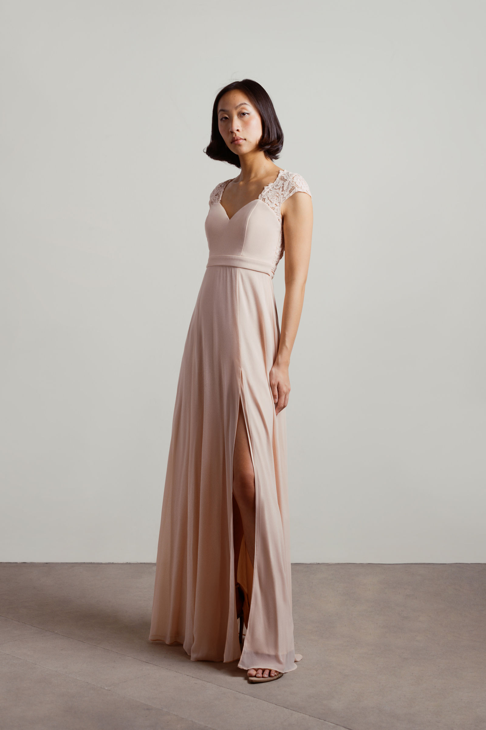Sweetheart Neck Maxi Chiffon Dresses Chocolate