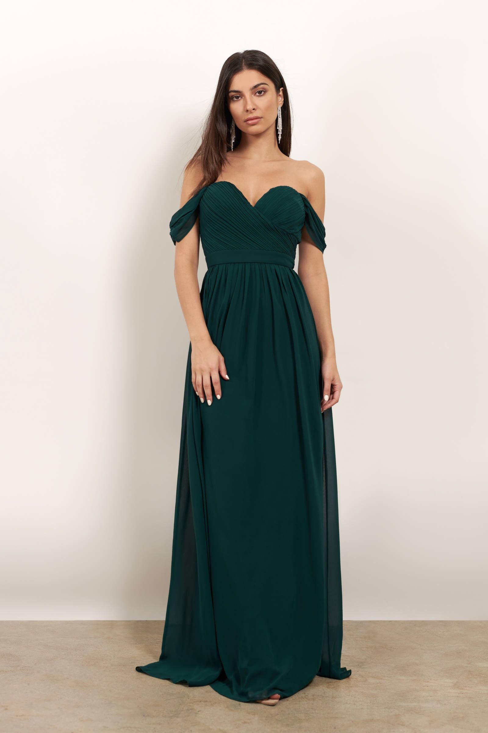 Aloura Off-Shoulder Ribbed Knit Maxi Dress Wine