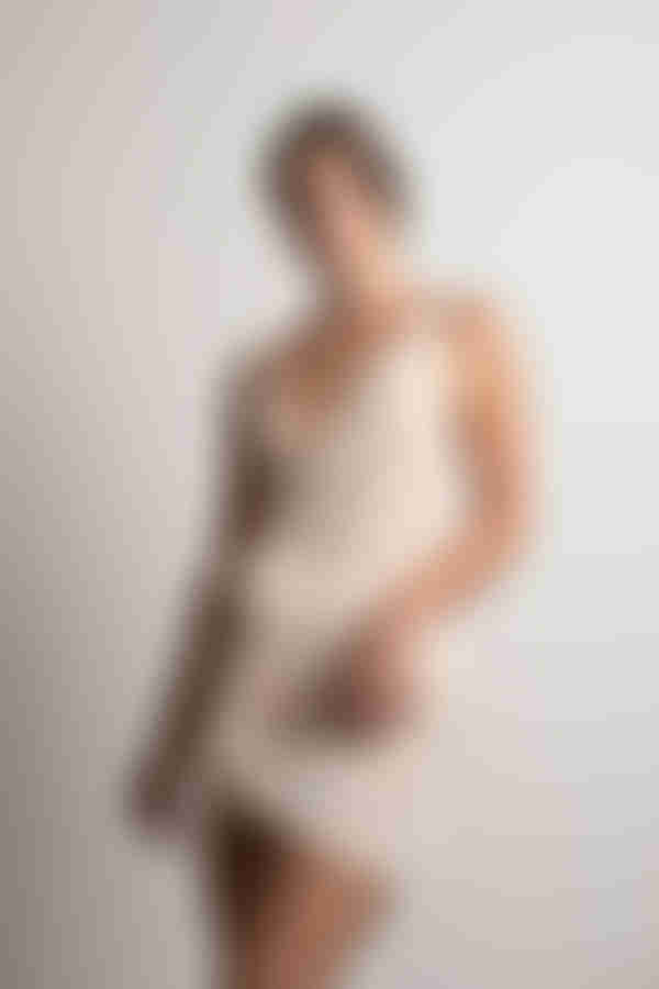 Kimmy Cowl Neck Wrap Mini Dress - Beige