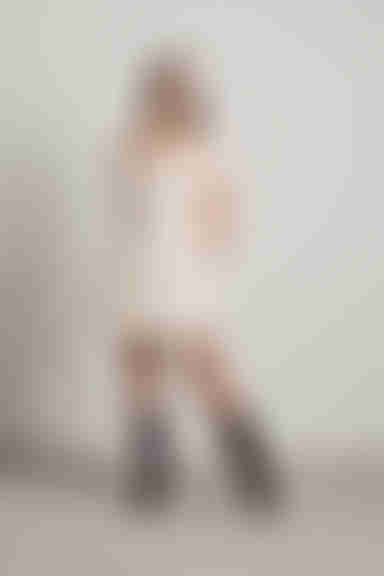 Pretty Little Things Off The Shoulder Babydoll Mini Dress - Beige