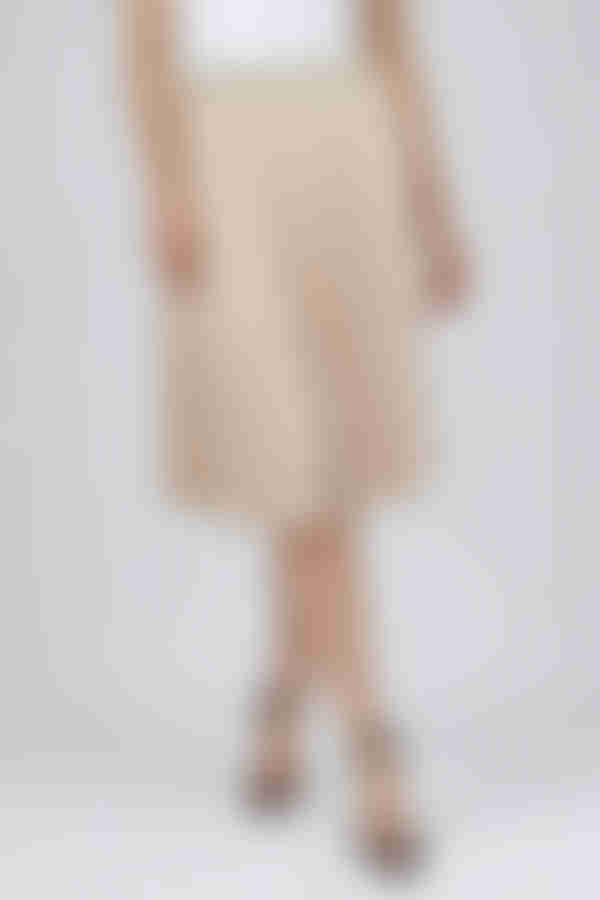 Subtle Poise Pleated Satin Midi Skirt - Beige