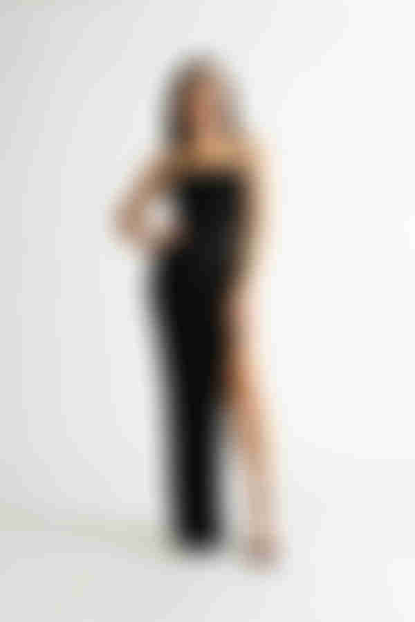 All About Me Cross Back High Slit Maxi Dress - Black