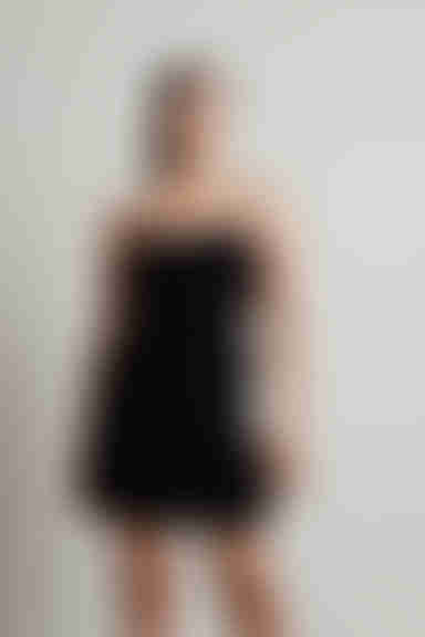 Anita Ribbed Cutout Mini Dress - Black