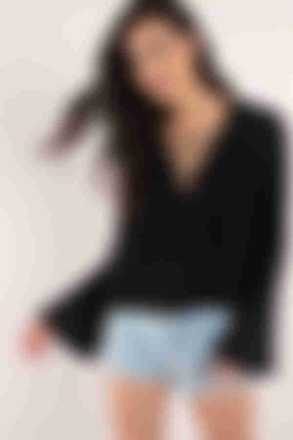 Arya Lace Up Top - Black