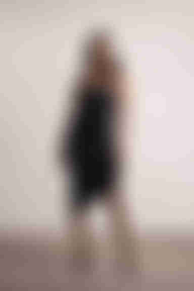 Blush Away Black Satin Asymmetrical Backless Midi Dress