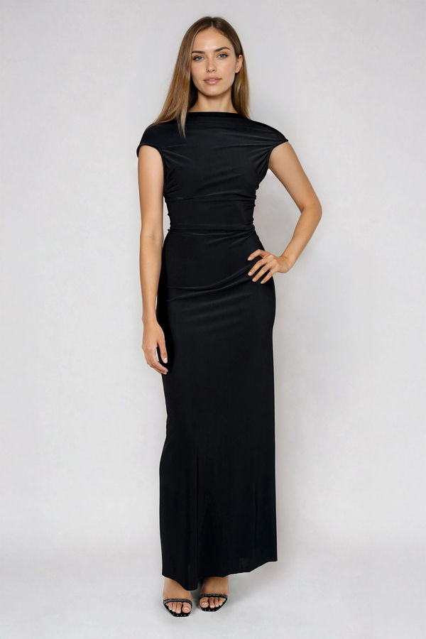 Calm Confidence Open Back Bodycon Maxi Dress - Black