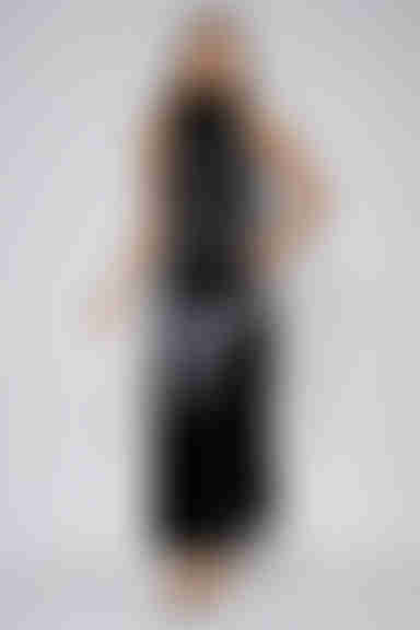 Charm On Draped Satin Midi Dress - Black