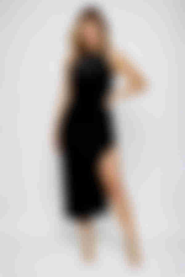 Dare to Dazzle Slit Velvet Maxi Dress - Black