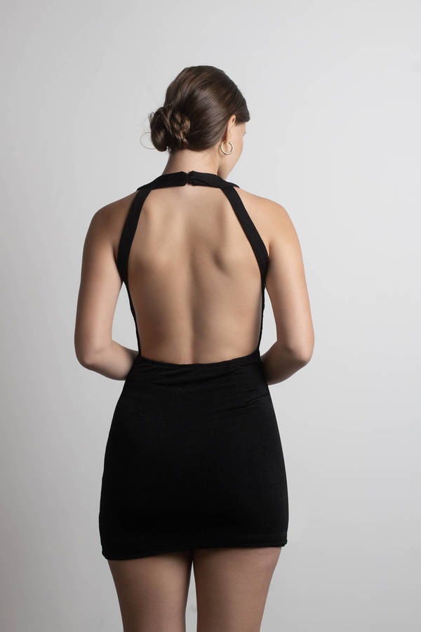 Dizzying Black Open Back Bodycon Mini Dress