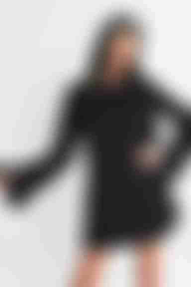 Ellie Bell Sleeve Open Back Mini Dress - Black 