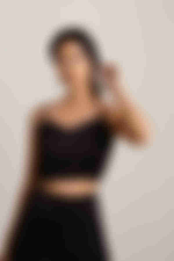 Fashionably Late Crop Top - Black