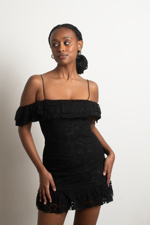 Fiona Lace Black Bodycon Simple Dress