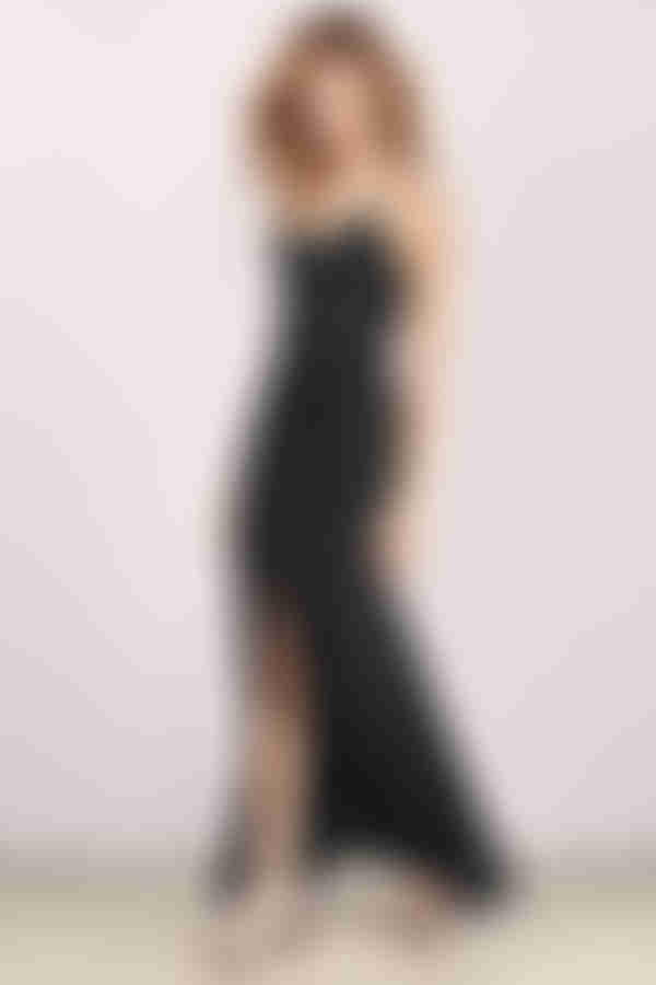 Stevie May Giesel Sheer Slit Maxi Dress - Black