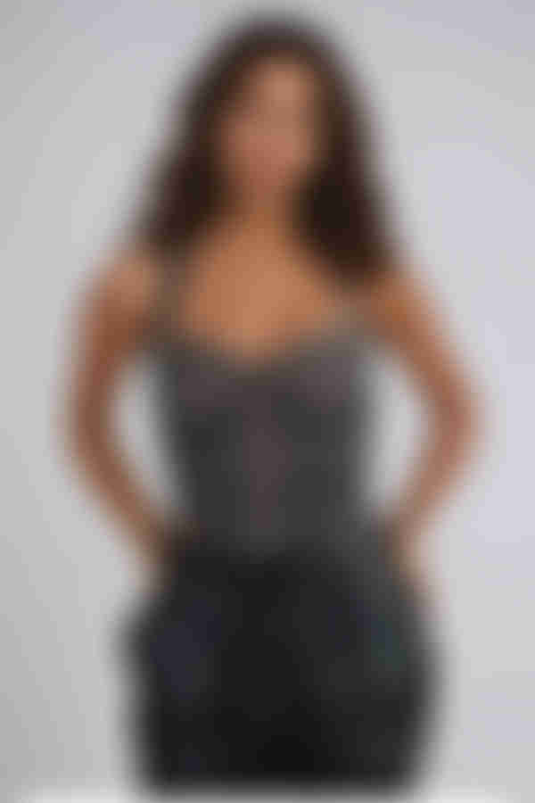 Glam Aura Tweed Corset Top - Black