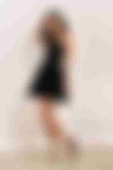 Grateful For My Ex Plunging Skater Mini Dress - Black