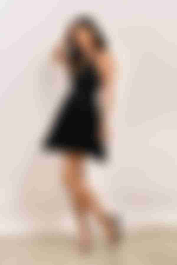 Grateful For My Ex Plunging Skater Mini Dress - Blush