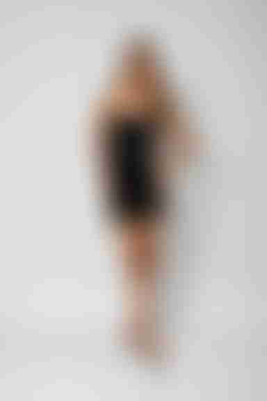 Guilty Glance Lace Satin Mini Dress - Black