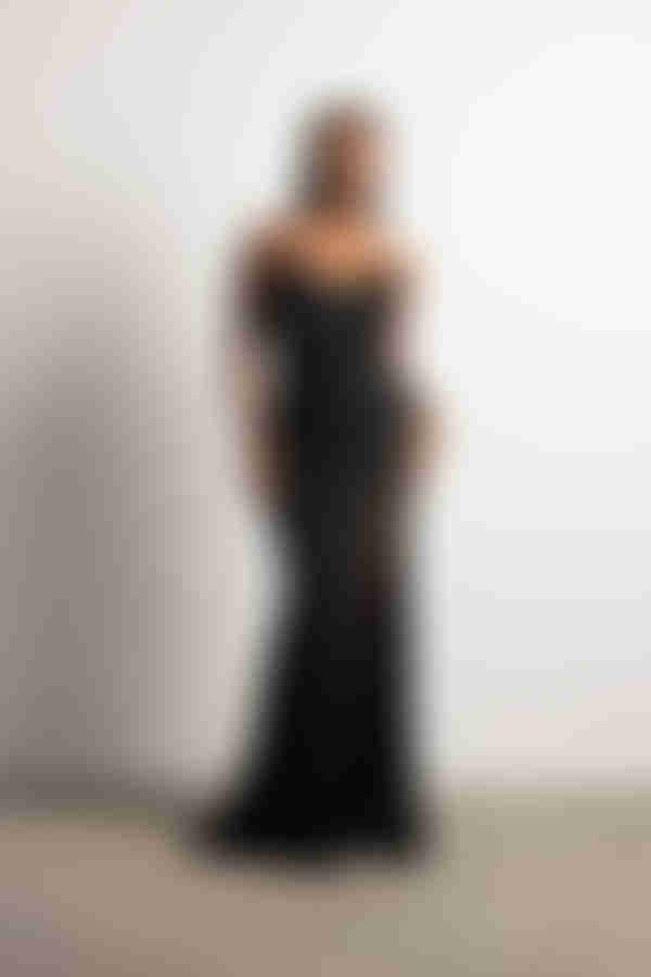 In A Dream Sweetheart High Slit Maxi Dress - Black