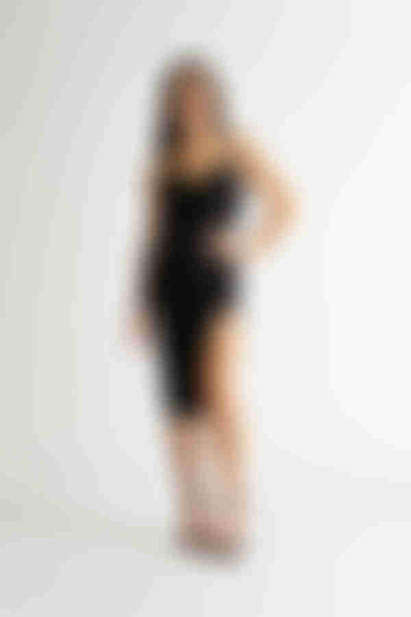 Just Warming Up Sequin High Slit Midi Dress - Navy