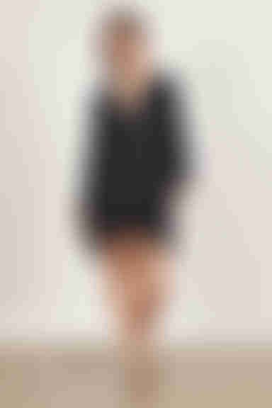 Last Resort Deep V Long Sleeve Mini Dress - Black