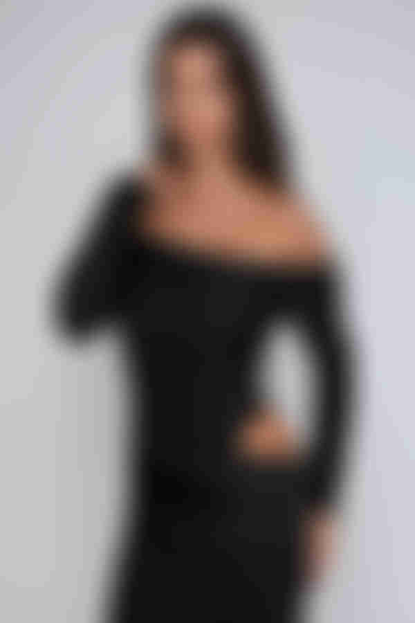 Love Scars Satin Off Shoulder Maxi Dress - Black