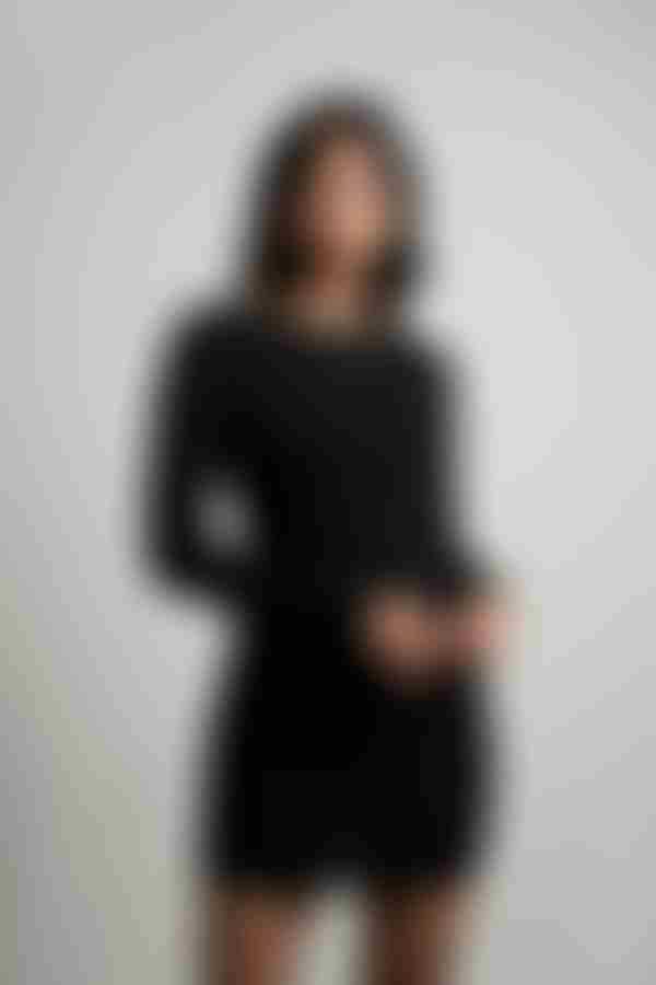Love The Idea Long Sleeve Open Back Mini Dress - Black