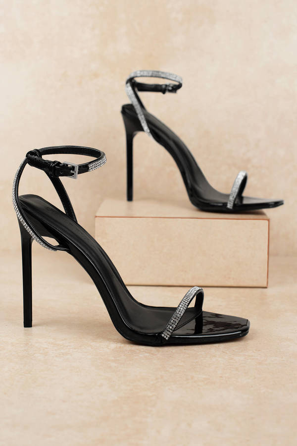 Show rhinestone ankle strap heel black | Trendy Shoes - Lush Fashion Lounge