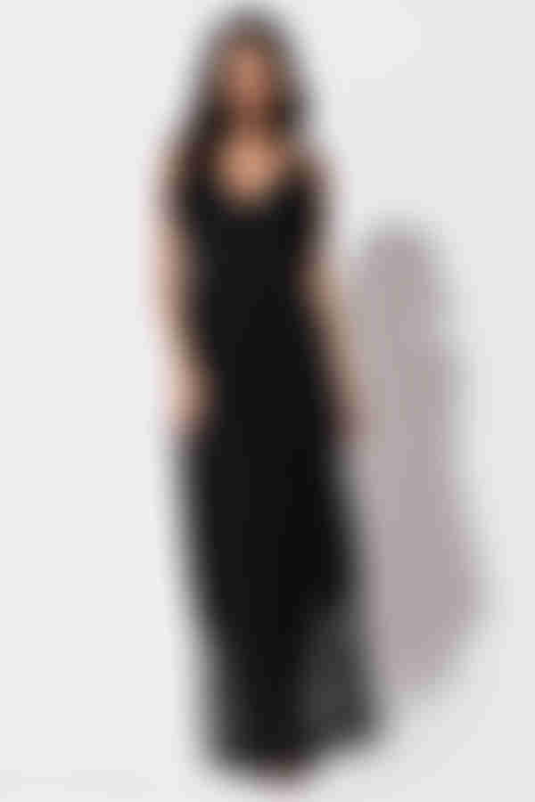 Luna Lace Tiered Maxi Dress - Black