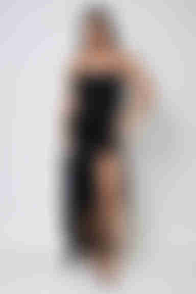 Magic Love Ruffle Slit Maxi Dress - Black