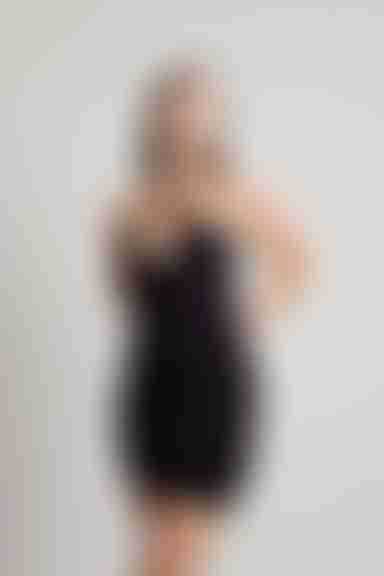 Mahalia Cross Halter Open Back Mini Dress - Black