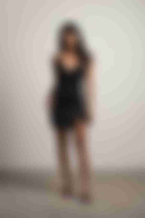 Mariella Black Surplice Bodycon Mini Dress